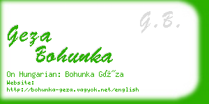 geza bohunka business card